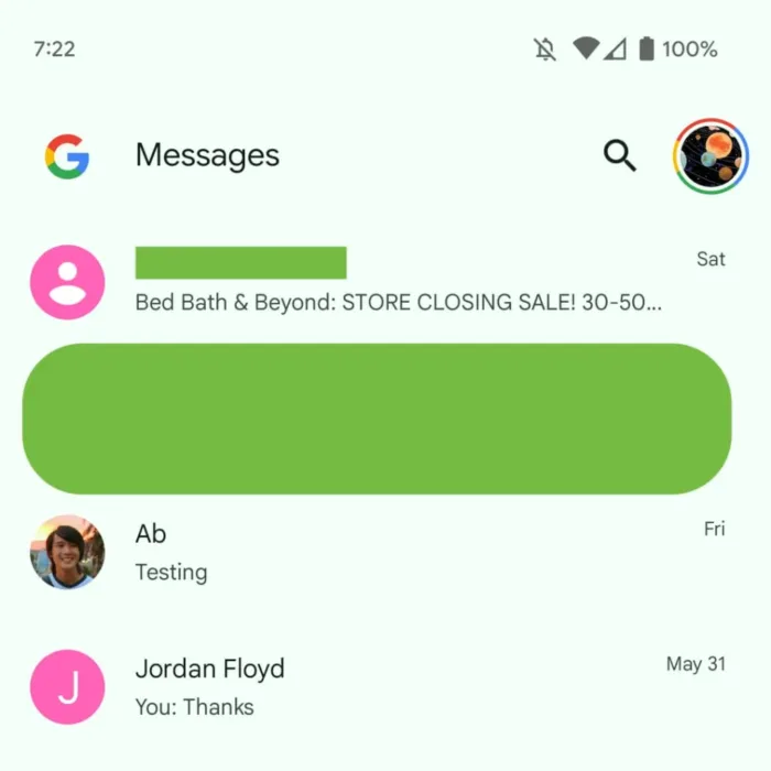 L’écran d’accueil de Google Messages est remanié
