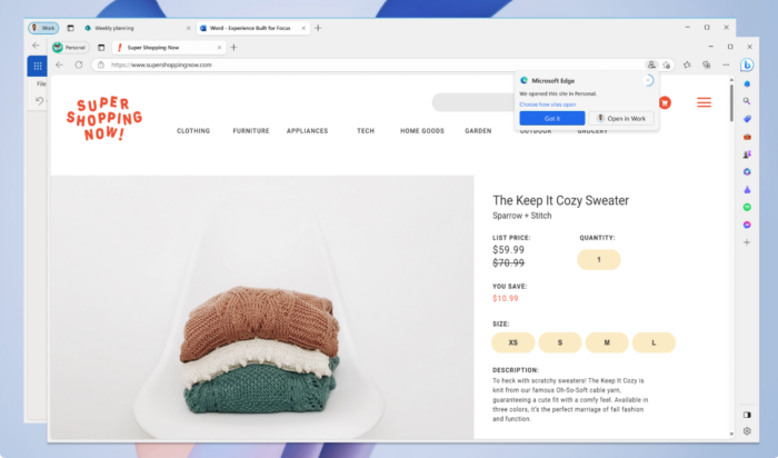 Microsoft Edge aura une version spéciale « conçue pour le travail »