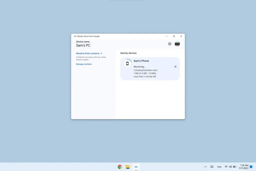 Le lancement officiel de Nearby Share sous Windows s'accompagne de nouvelles fonctionnalités 51 Android Nearby Share Windows .ma