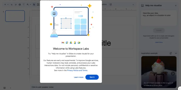 Google Workspace ajoute la génération d’images par l’IA à vos diapositives