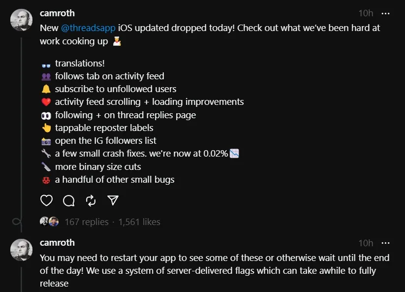 Threads App iOS update jpg