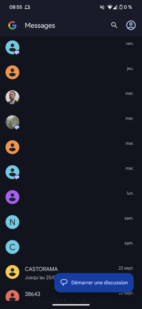 La refonte de Google Messages est désormais officielle, le bouton hamburger a disparu 77 Screenshot 20230930 085547