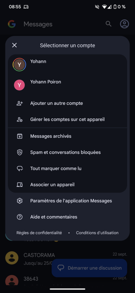 La refonte de Google Messages est désormais officielle, le bouton hamburger a disparu 79 Screenshot 20230930 085556