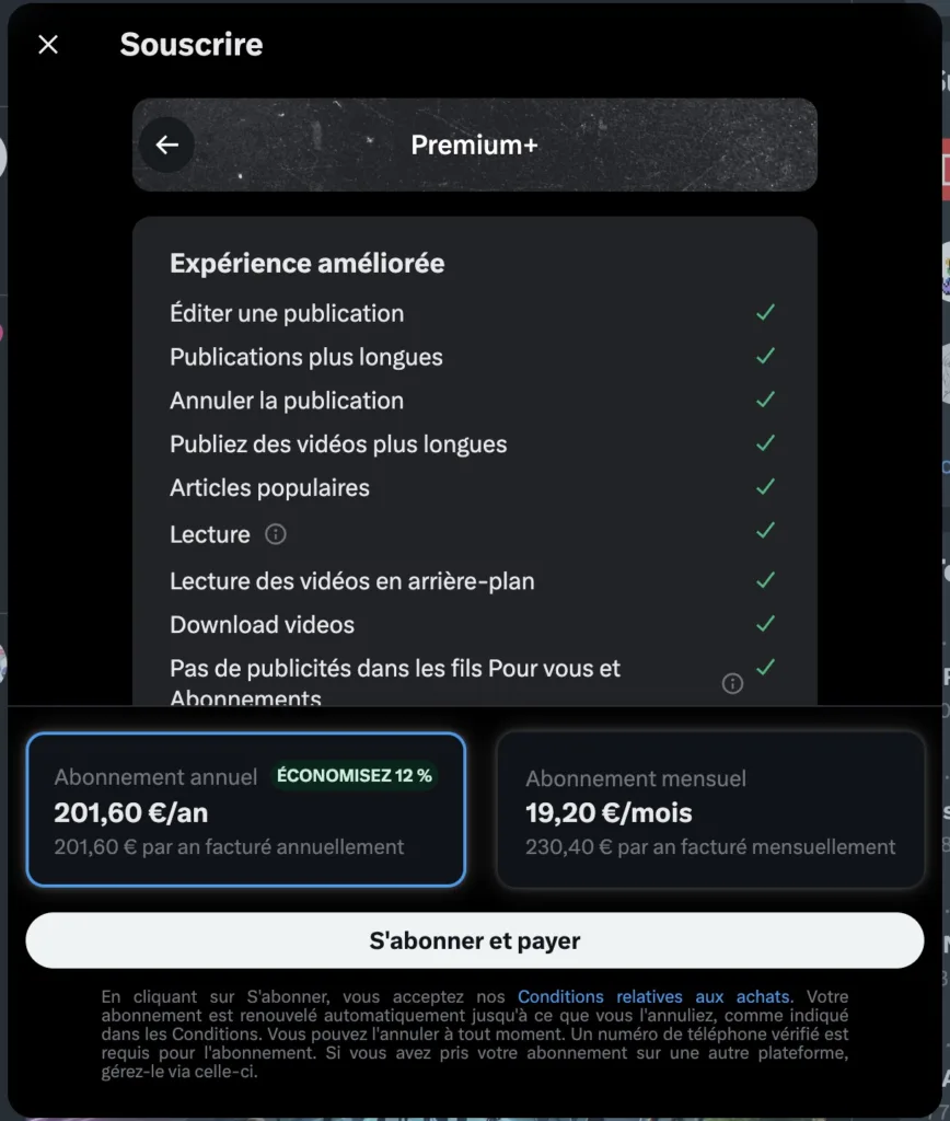 X lance un abonnement de 19 euros par mois après la baisse des recettes publicitaires 48 Capture decran 2023 10 27 22.27.26
