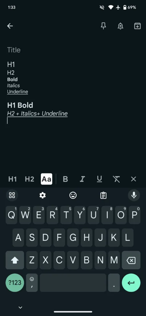 Google Keep sur Android étend la prise en charge du formatage du texte aux anciennes notes 38 Google Keep format text 1 1