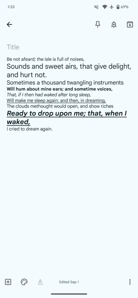 Google Keep sur Android étend la prise en charge du formatage du texte aux anciennes notes 37 Google Keep format text 2 1