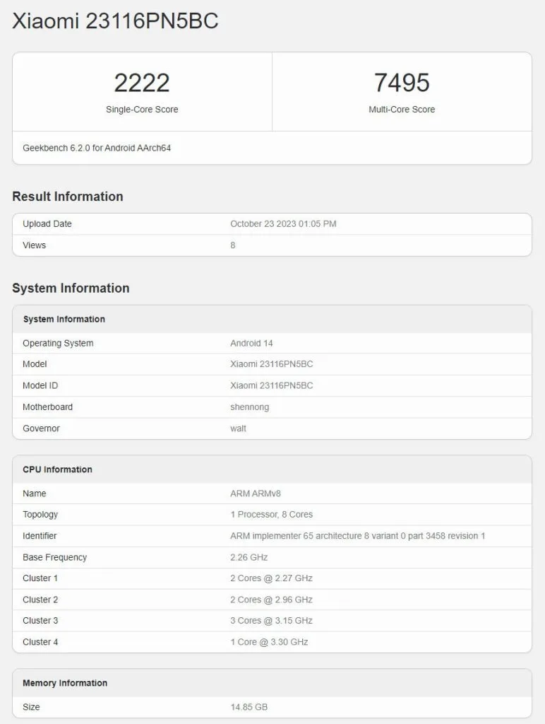 Les Xiaomi 14 et Xiaomi 14 Pro avec le Snapdragon 8 Gen 3 font surface dans les benchmarks 51 Xiaomi 14 Pro Geekbench leak 772 jpg