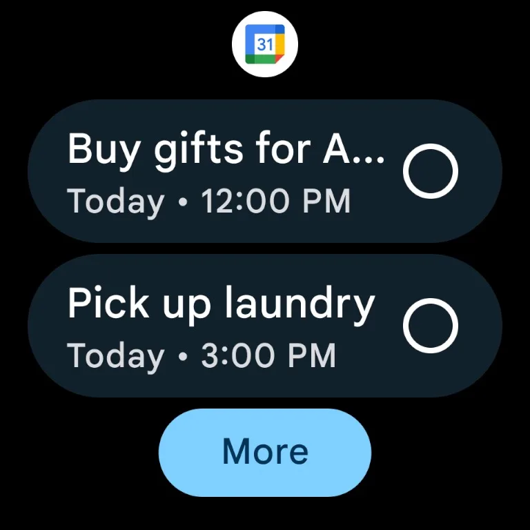Google Agenda pour Wear OS est désormais disponible avec les tâches, les tuiles et les complications 55 screenshot 5 jpg