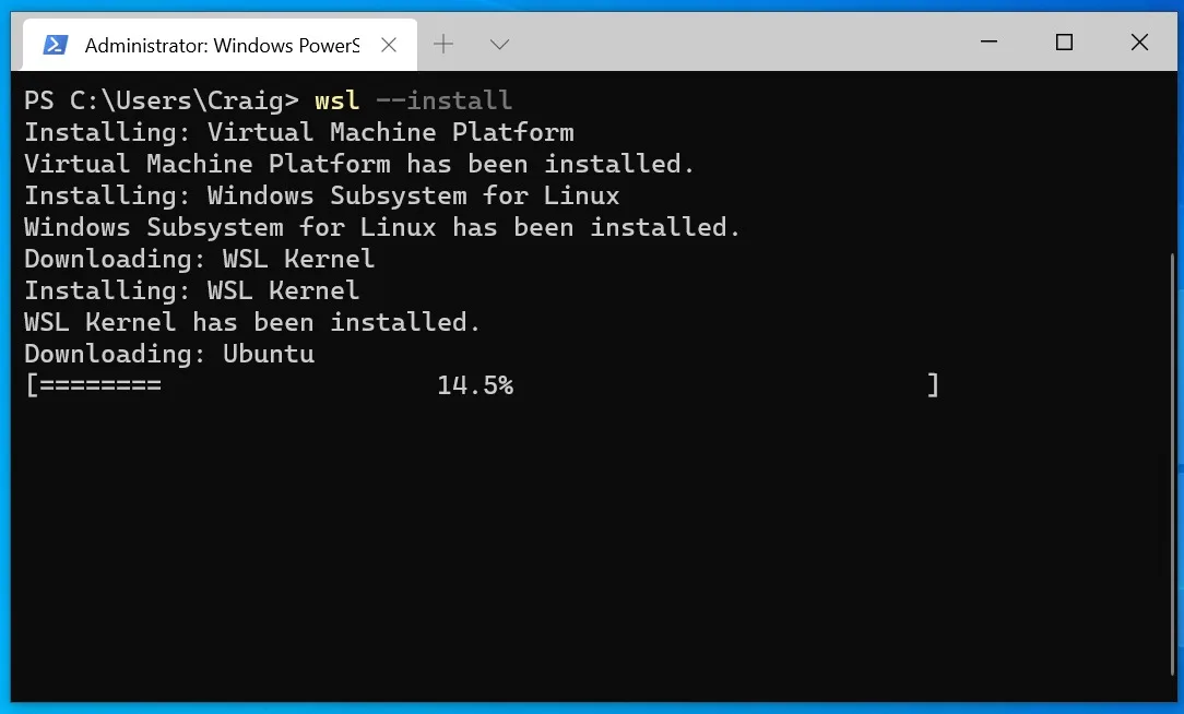 wsl install command screenshot jpg