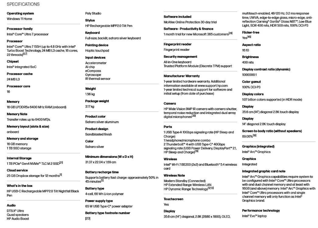 HP Spectre X360 leaked specs wit jpg