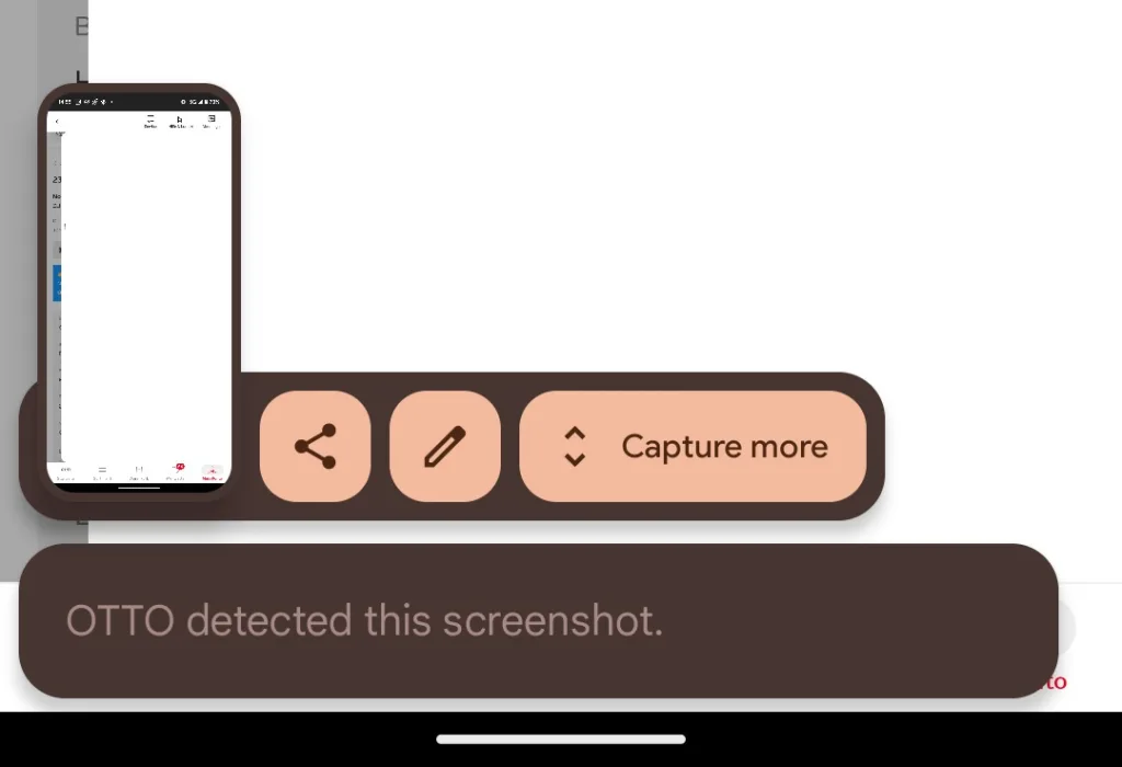 android 14 screenshot detected