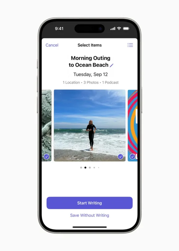 Apple Journal app select items i jpg