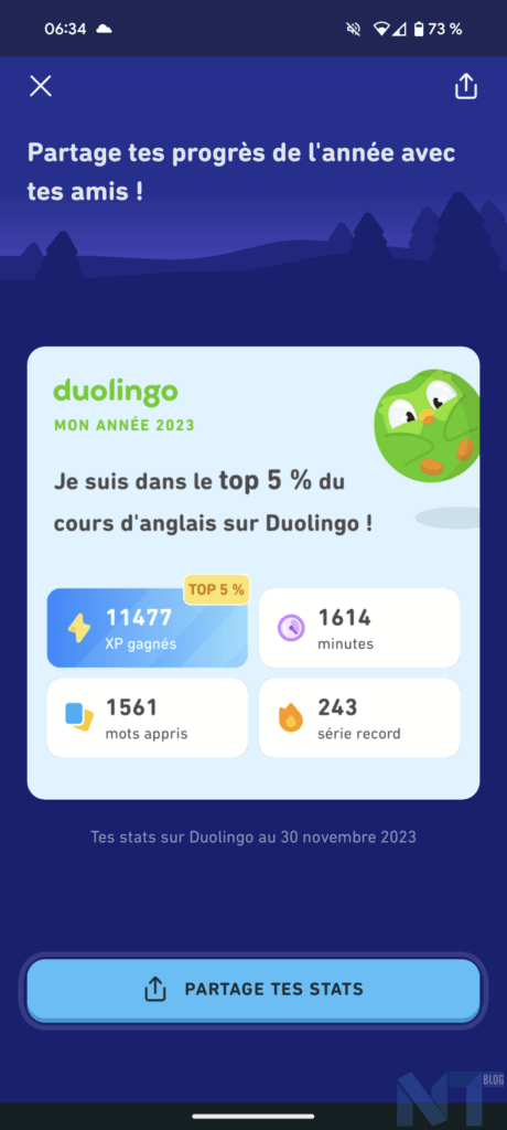 Duolingo dévoile son Bilan de l'année 2023 : découvrez vos statistiques d'apprentissage 42 Bilan annee 2023 Duolingo 1