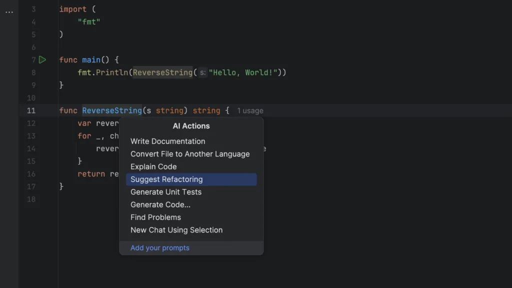 refactoring context menu option