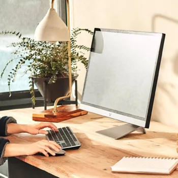 A female works on her Acer deskt