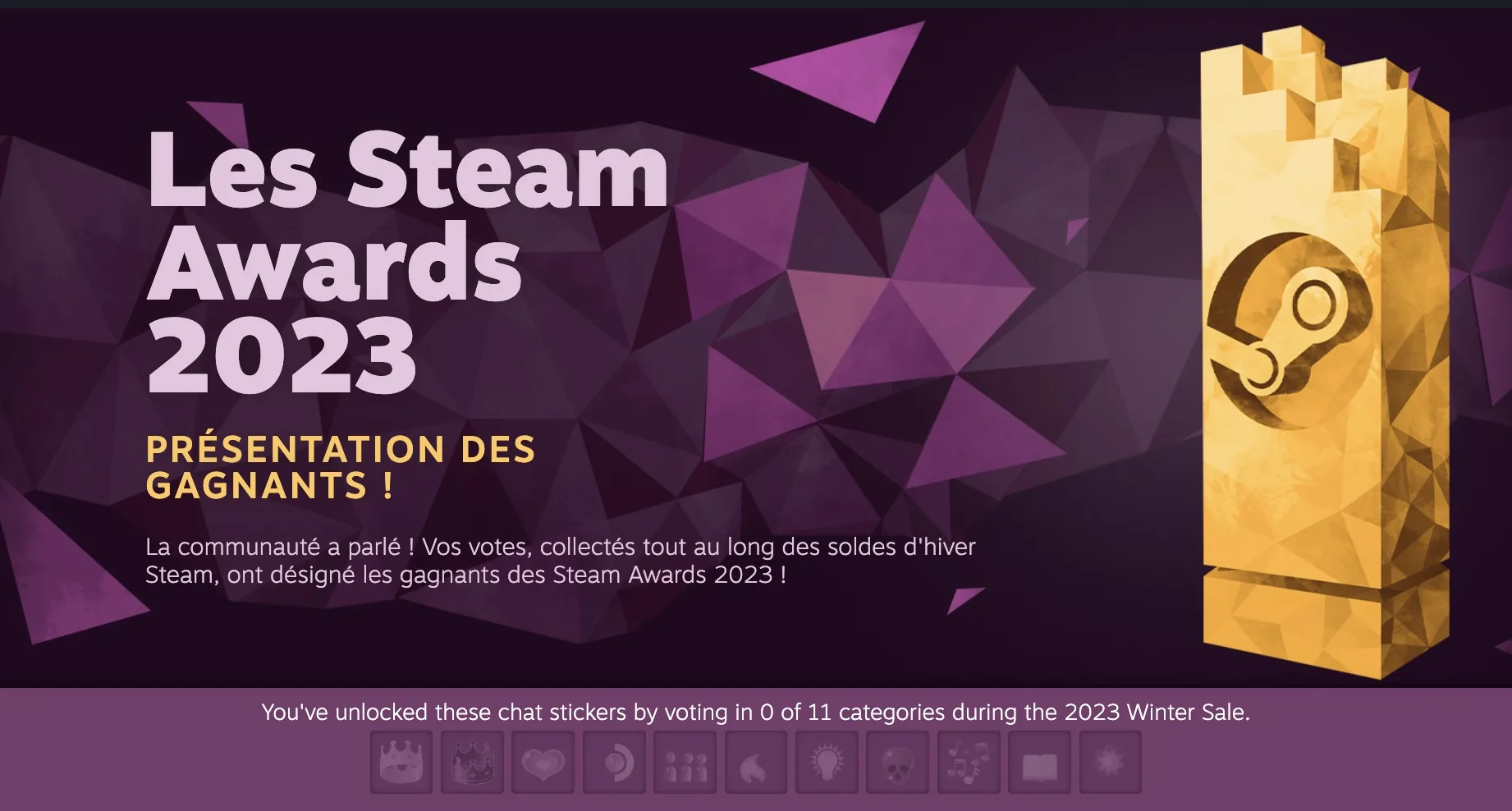 Palmarès des Steam Awards 2023 les jeux vidéo qui ont marqué l'année