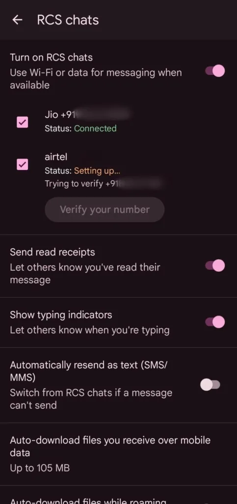 google messages rcs dual sim