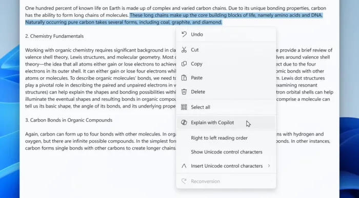 Nouvelle ère du Bloc-notes Windows 11 : découvrez Expliquer avec Copilot
