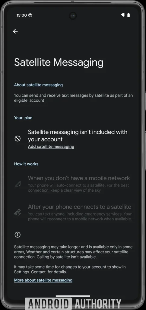 Android Satellite Messaging sett