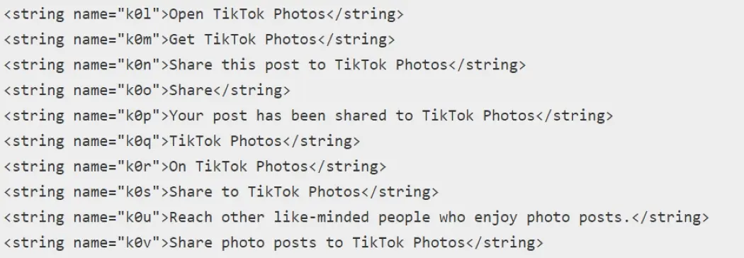 String Code TikTok Photos