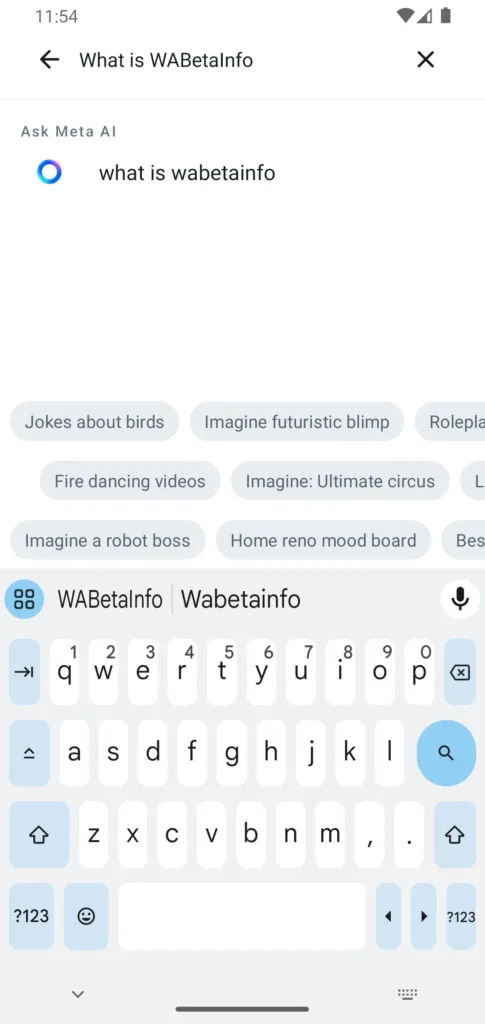 WA ASK META AI SUGGESTIONS FEATU