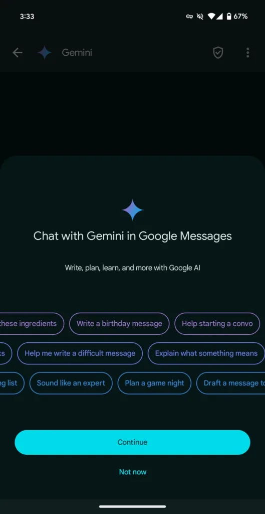 gemini google messages beta 2