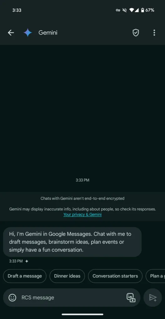 gemini google messages beta 3