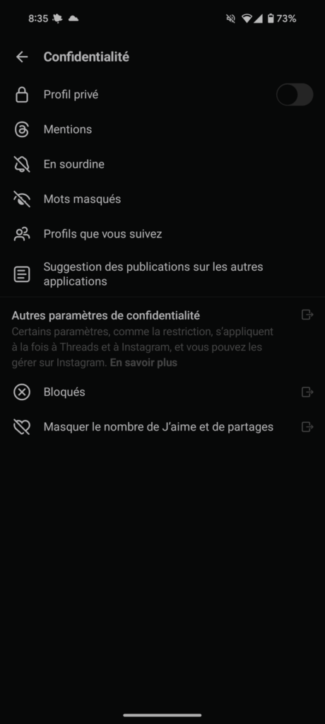 Threads permet désormais de filtrer les contenus offensants, voici comment l'activer 64 Screenshot 20240427 083559