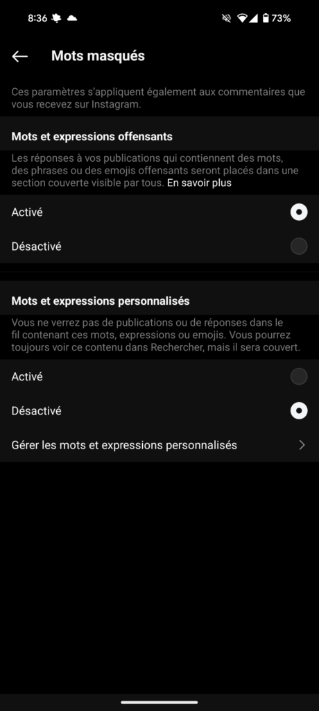 Threads permet désormais de filtrer les contenus offensants, voici comment l'activer 65 Screenshot 20240427 083603