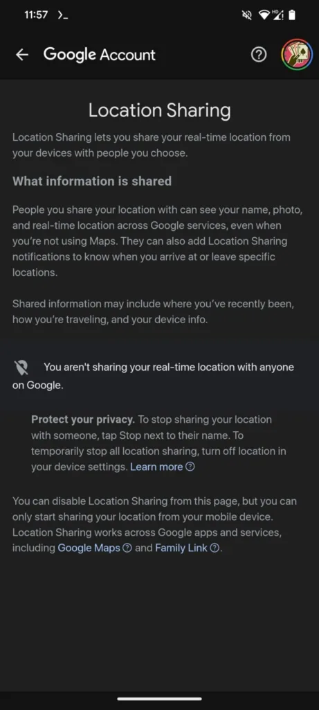 Découverte d'un hub de partage de localisation pour Android par Google 53 current google location sharing