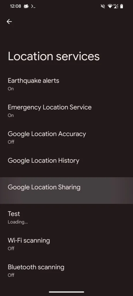 Découverte d'un hub de partage de localisation pour Android par Google 51 google location sharing settings
