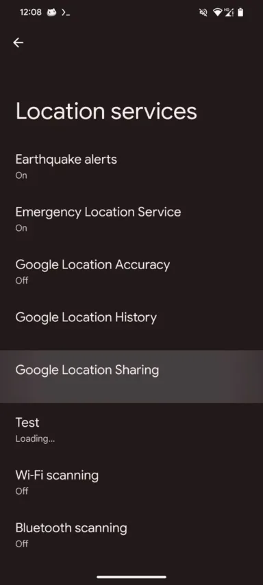 google location sharing settings jpg
