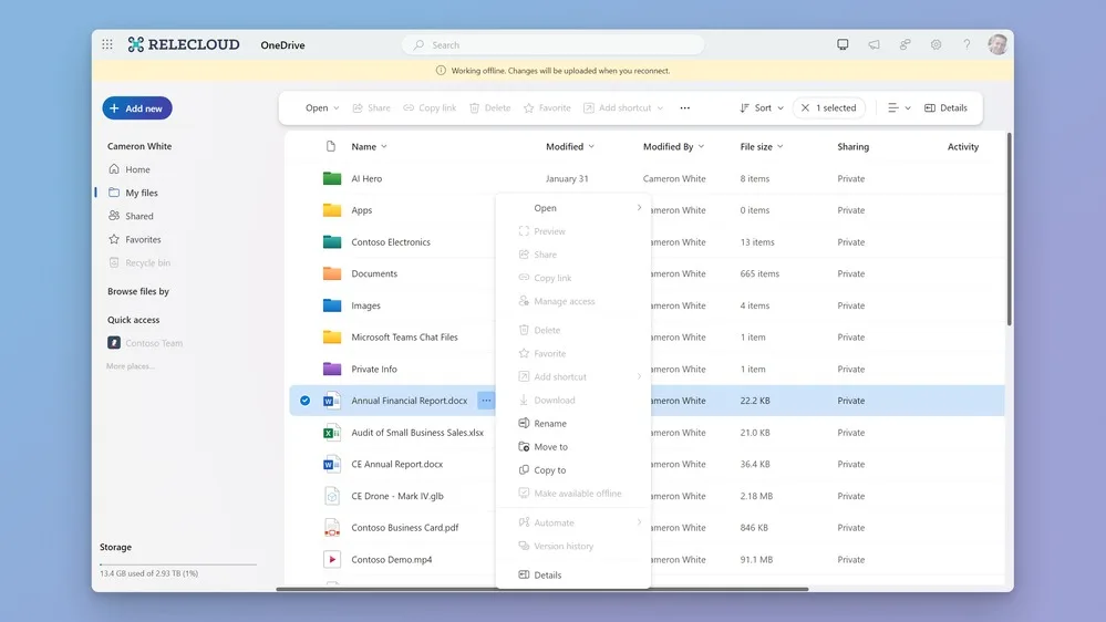 Microsoft introduit un nouveau mode hors ligne pour OneDrive 51 large 3 jpg
