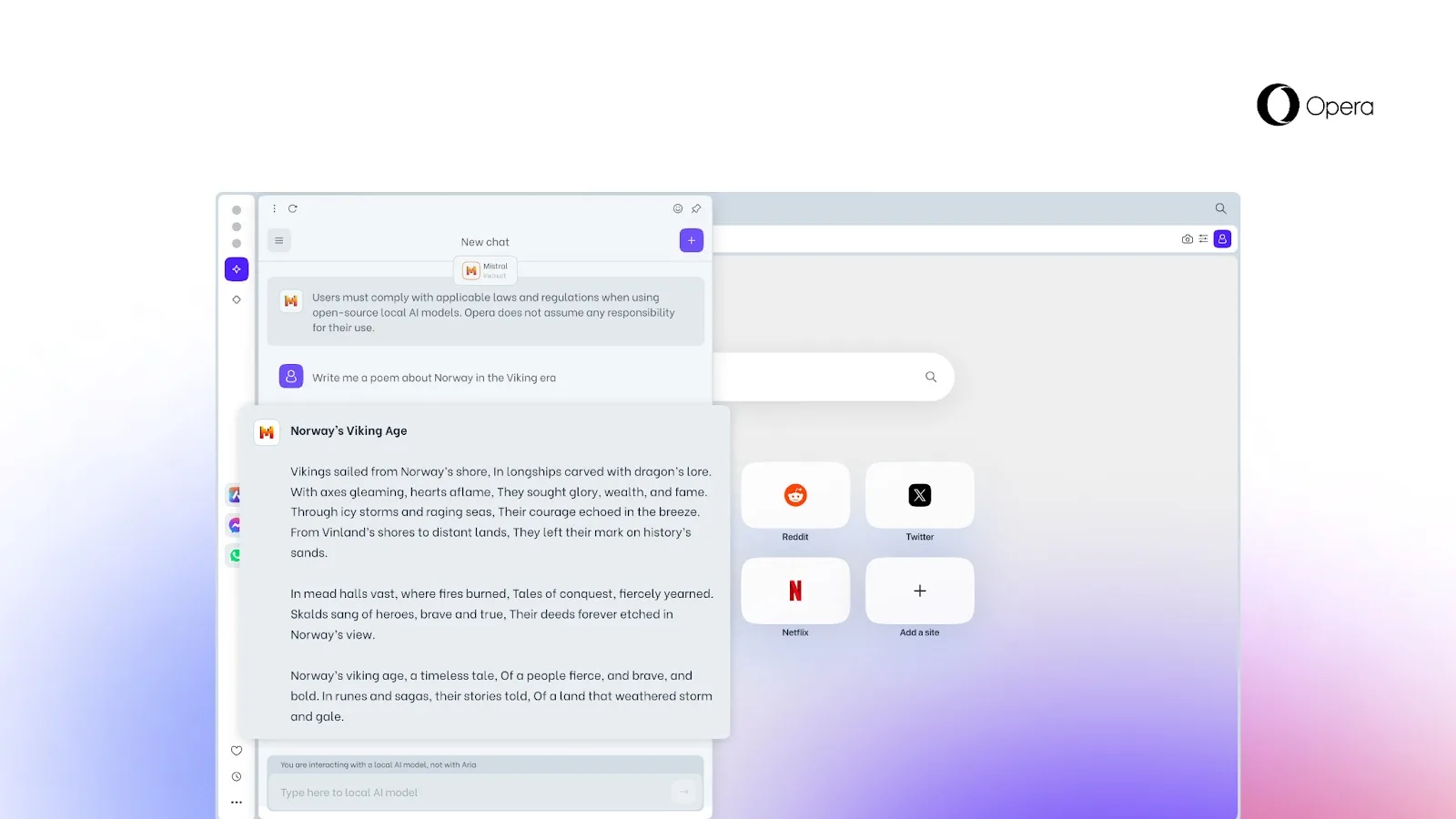 Nouvelle ère de confidentialité : Opera introduit des LLM locaux 51 screenshot 1 jpg