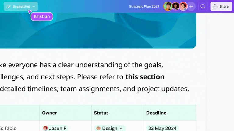 Canva Docs suggestion