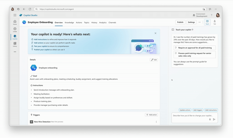 Copilot Studio Agent capabilities Teach