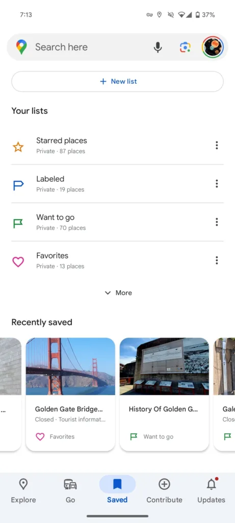 old google maps bottom bar