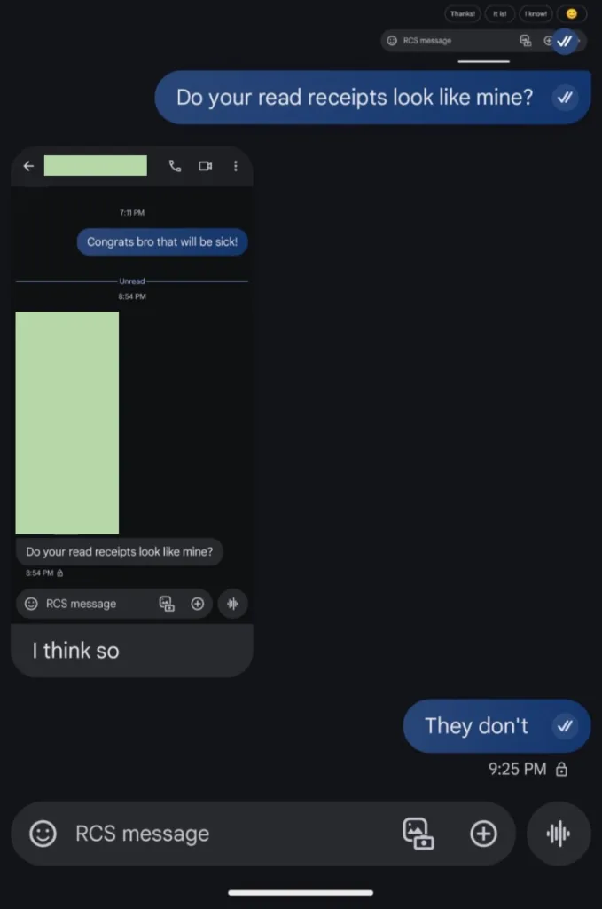 Google Messages améliore les accusés de lecture pour les conversations RCS 38 Google Messages read receipts re