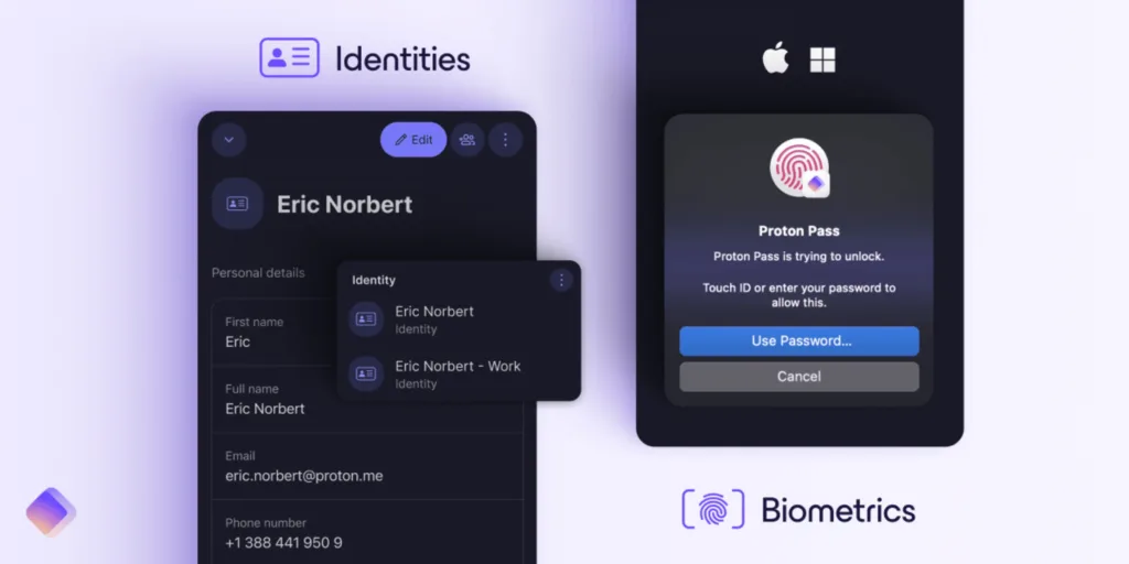 identities and biometric login b