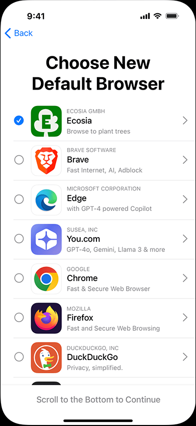 Apple révolutionne iOS 18 en Europe : Plus de liberté pour les applications et navigateurs 53 screen browser choice 3