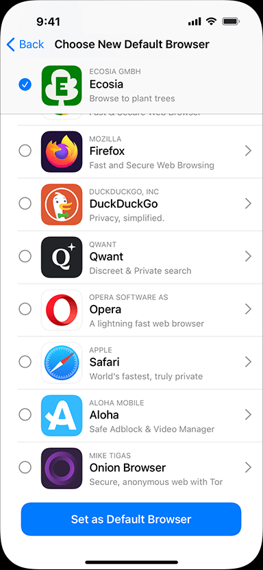 Apple révolutionne iOS 18 en Europe : Plus de liberté pour les applications et navigateurs 52 screen browser choice 4
