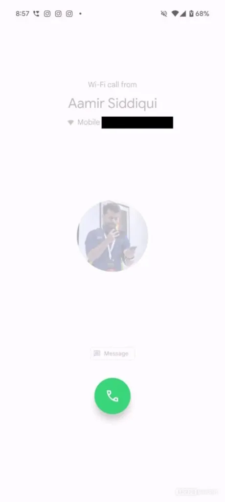 Google Phone app Current incomin 1
