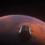 SpaceX Starship approaching Mars