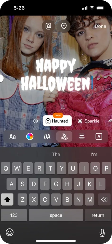 Halloween sur Instagram : IA, effets interactifs et modèles « Ajout perso » 47 Haunted text effect