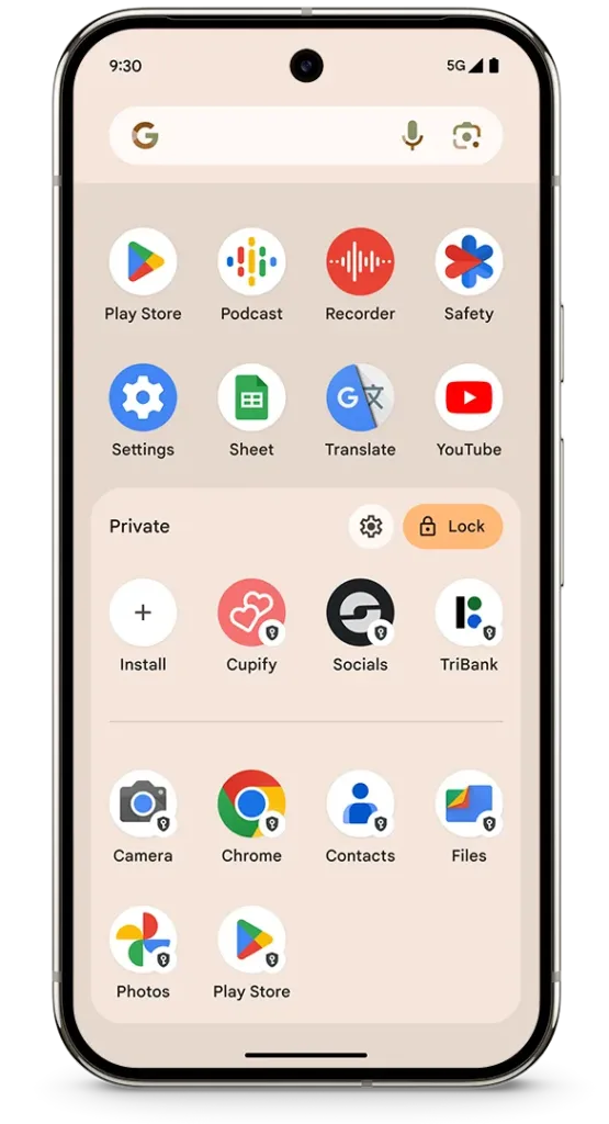 Pixel Drop d'octobre 2024 : Google Pixel se met à jour en beauté ! 58 Pixel 9 Pro Private space.widt