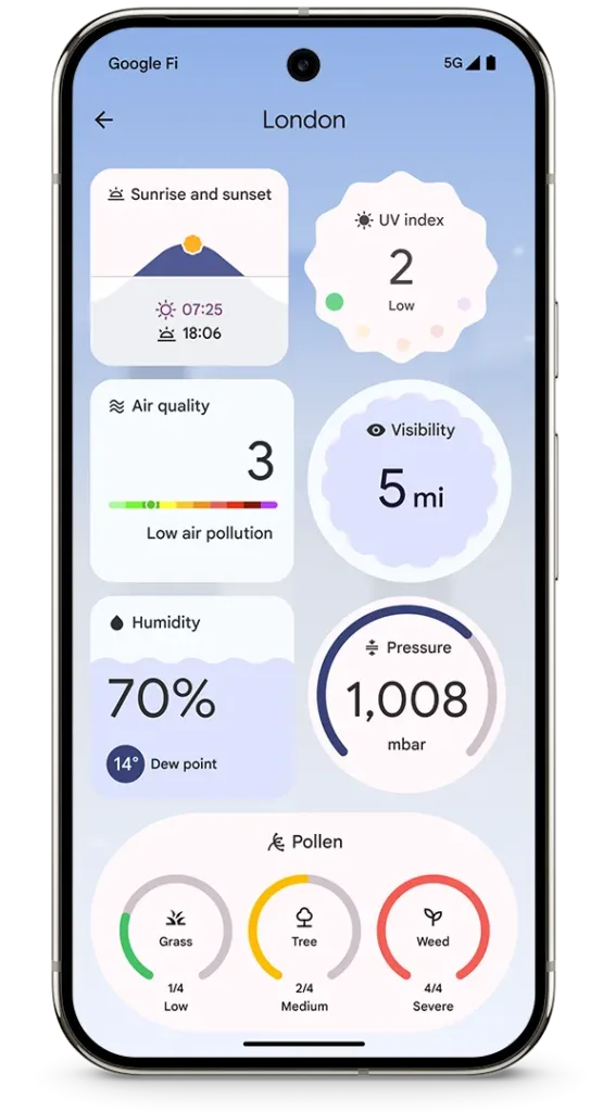 Pixel Drop d'octobre 2024 : Google Pixel se met à jour en beauté ! 56 Pixel 9 Pro Weather app.width