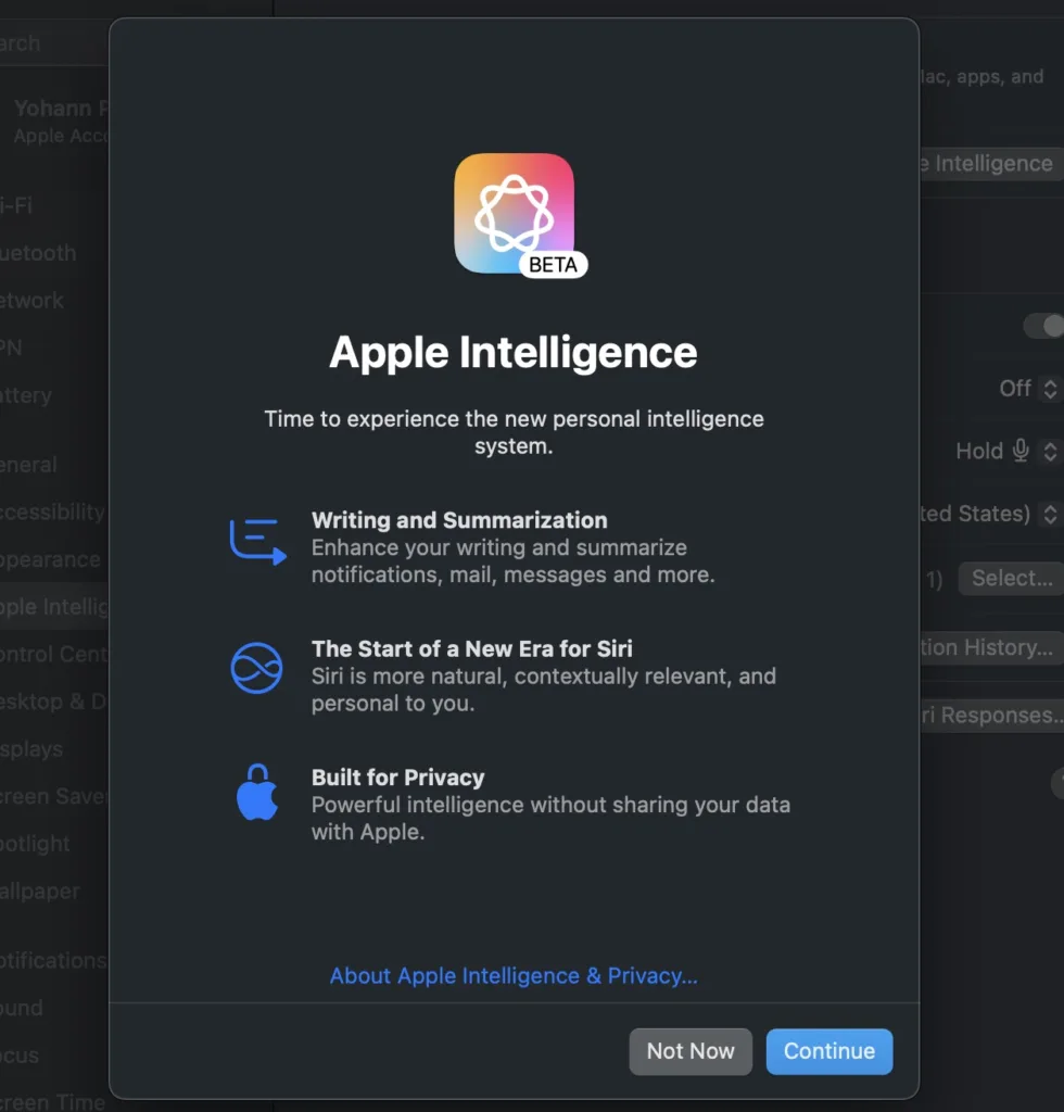 Apple Intelligence : Comment l'activer sur votre Mac en Europe ? 69 Screen 2024 10 29 at 09.47.27
