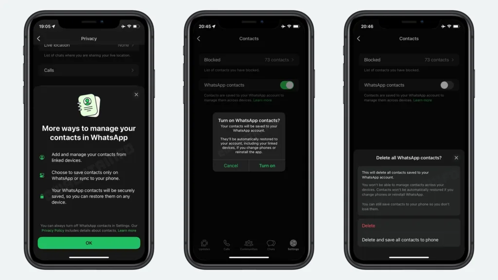WA CONTACT SYNCING PRIVACY OPTIO