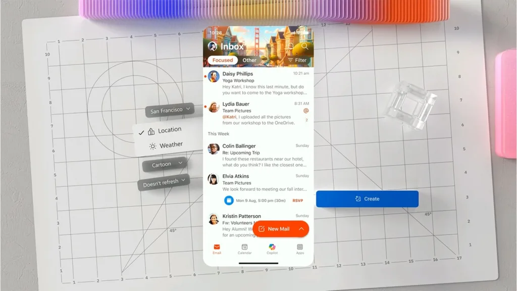 Outlook : Des thèmes générés par l'IA pour une interface personnalisée 56 13 SF cartoon mobile V2