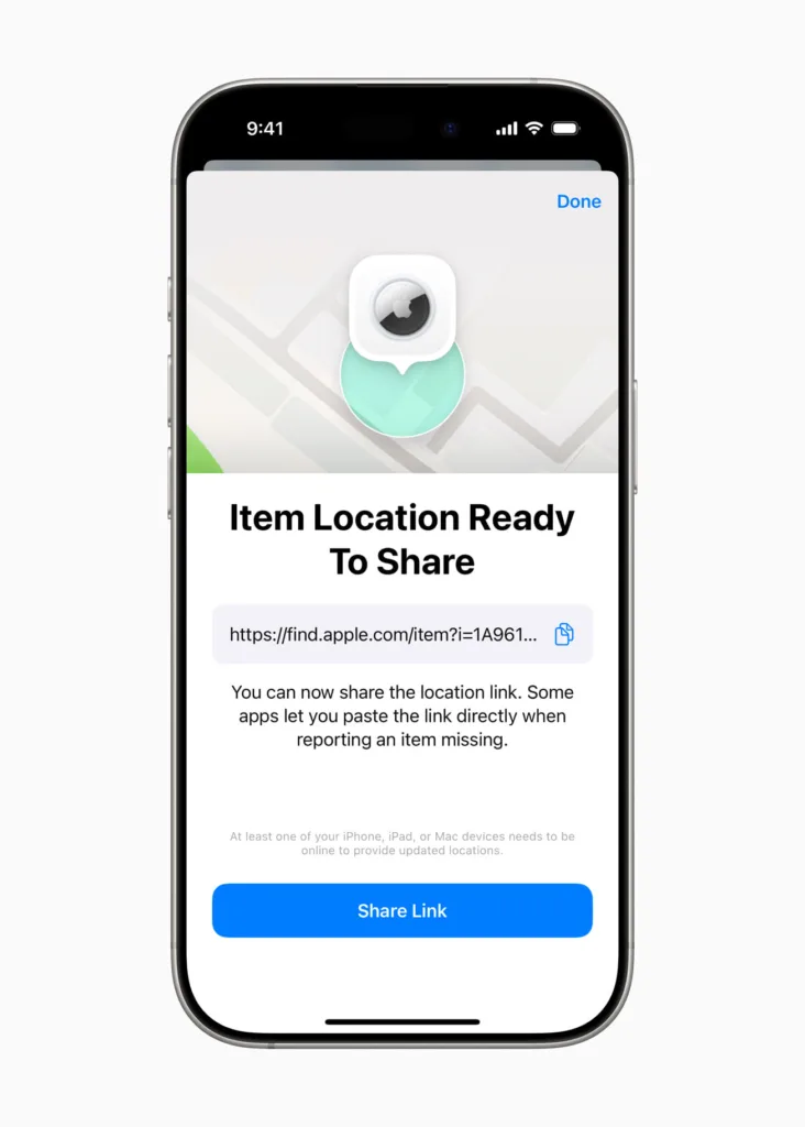 iOS 18.2 : Retrouver vos bagages égarés avec la nouvelle fonctionnalité du AirTag 47 Apple Share Item Location Find My link inline.jpg.large 2x